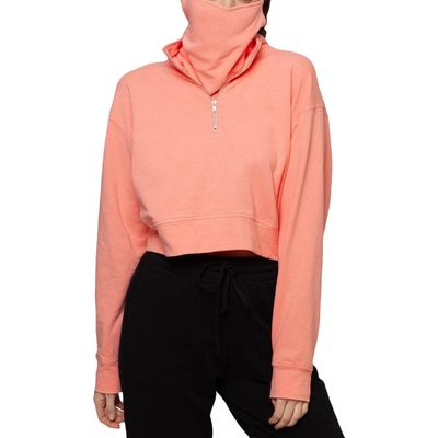 Betsy & Adam Bam Womens Zip Front Pullover Sweatshirt Pink L