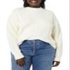 Amazon Essentials Women's Cable Knit Sweater, Soft-Touch Modern Crewneck, Ivory, Large, Plus Size Available view 4