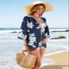 Women's Floral Kimono Cover Ups Chiffon Summer Lightweight Cardigans Hawaiian Shirts Tropical Tops Beach Boho Maternity Navy Blue Medium view 4