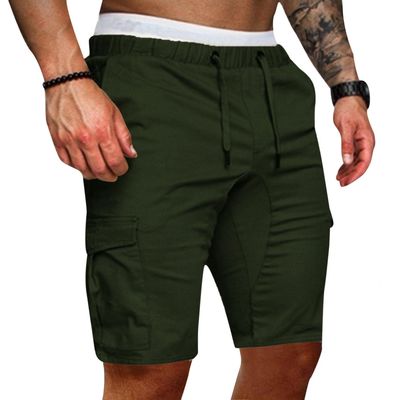 Mens Outdoor Cargo Hiking Shorts Casual Drawstring Loose Workout Swim Shorts Multi-Pocket Stretchy Cotton Twill Summer Shorts(Army Green,X-Large)