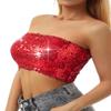 Kakaco Sparkly Strapless Crop Top Glitter Sequin Tube Top Party Clubwear Top for Women (B-Red) view 2