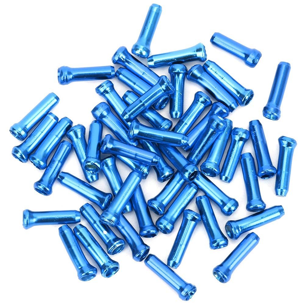 Milltrip 50pcs Brake Wire End Core Aluminum Alloy Shifter Cable Crimps Supplies (Blue)