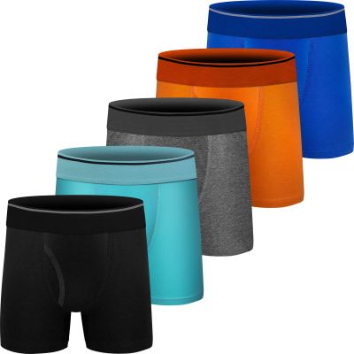 CSYER Boys Cotton Boxer Briefs Underwear Mesh Performance Sport Boxer Briefs for Big Boy with Fly 5 Pack 10-12