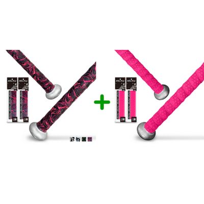ALIEN PROS 4 Pack Fire & Pink Bat Grip Tape for Baseball 1.1MM - Wrap Your Bat for an Epic Home Run