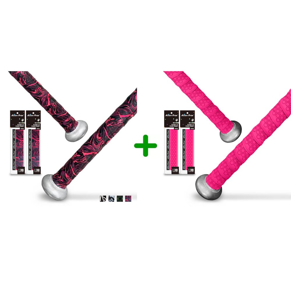 ALIEN PROS 4 Pack Fire & Pink Bat Grip Tape for Baseball 1.1MM - Wrap Your Bat for an Epic Home Run