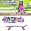 Kqpoinw Kids Skateboard,22" Complete Skateboards for Kid,Teens,Girls,Beginners,Skate Board,Purple Skateboards with Colorful LED Light up Wheels,Skate Tool, Ideal Gift for Girls,Kids view 4