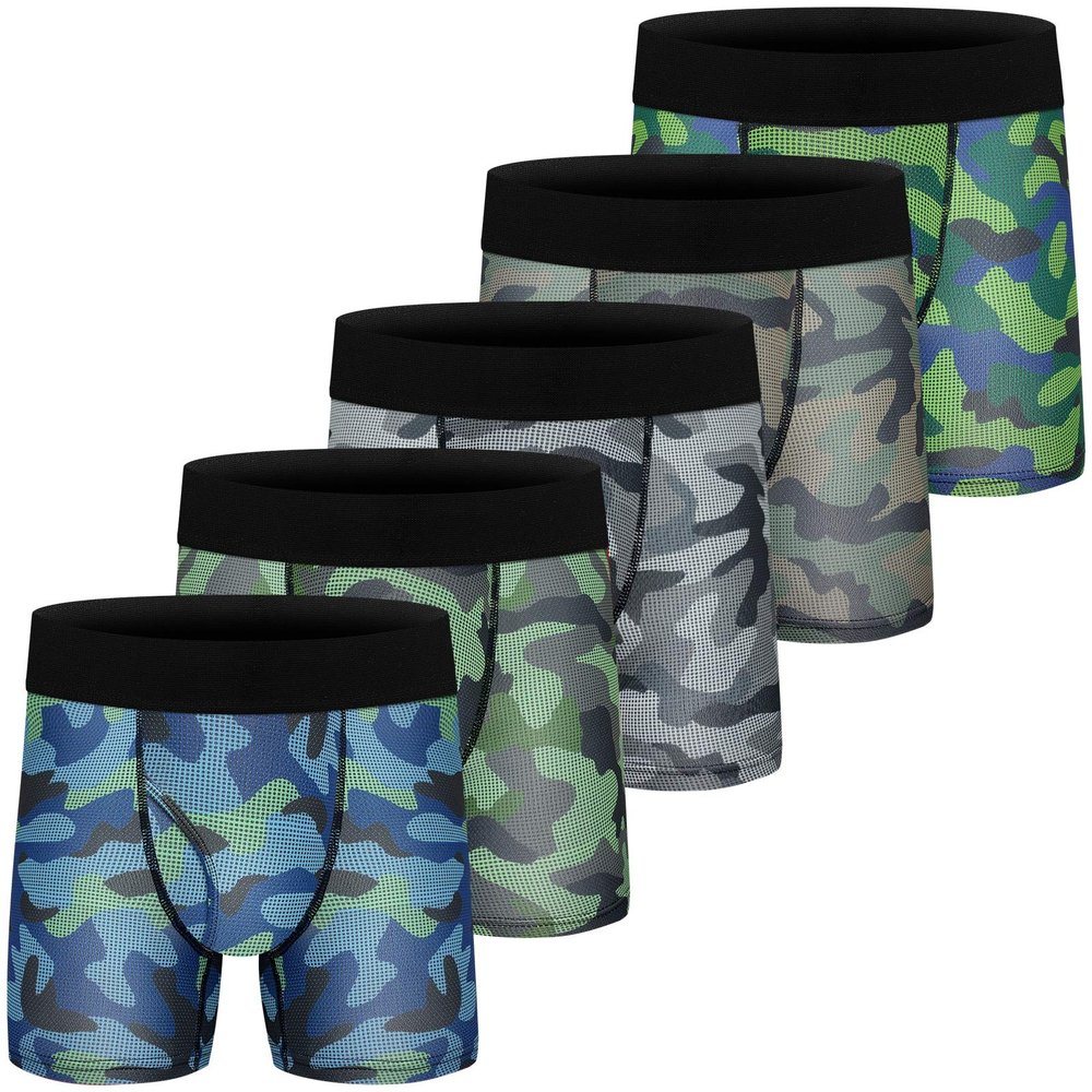 CSYER Boys Boxer Briefs Underwear Mesh Performance Sport Boxer Briefs for Big Boy with Fly 5 Pack 6-8
