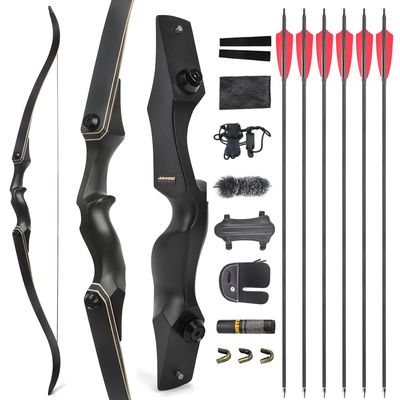 ZSHJGJR 58/60 Inch Archery Takedown Recurve Bow and Arrow Set for Adults/Youth 25-65Lbs American Hunting Bow Metal Riser Right Handed for Hunting Targeting Shooting(25lbs, 58 inch)