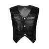 QinCiao Girls Boys Glitter Sequin Hip-hop Jazz Dance Waistcoat Sleeveless Jacket Sparkle Vest Tops Shirt Black 13-14 Years view 3