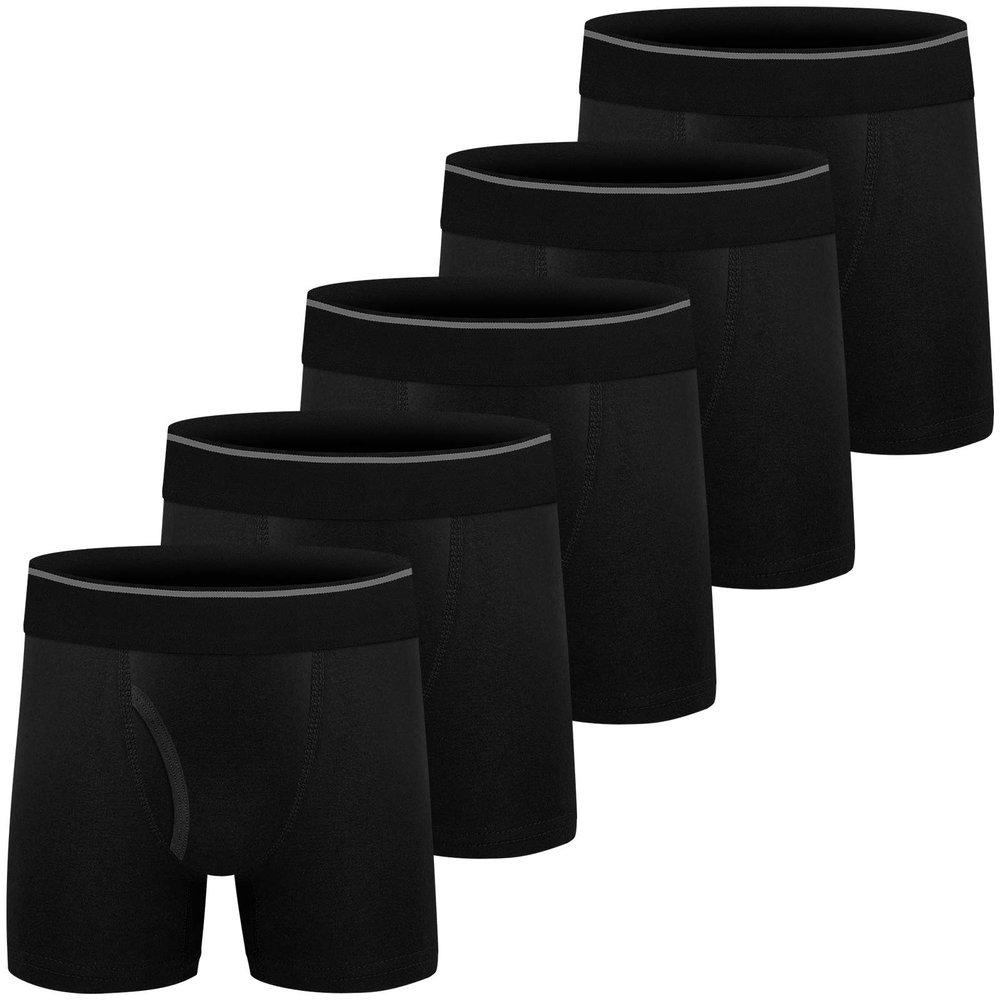 CSYER Boys Cotton Boxer Briefs Underwear Mesh Performance Sport Boxer Briefs for Big Boy with Fly 5 Pack Black 4-5