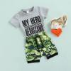 2Pc Baby Boy Clothes My Hero Wears Camo T-Shirt Top+Camouflage Print Elastic Cotton Shorts Summer Outfit Set (Gray, 0-6 Months) view 2