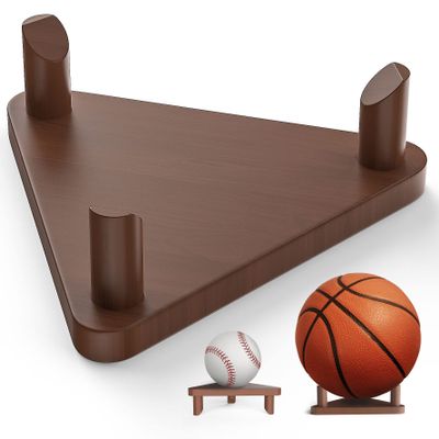 Ball Stand Holder,Ball Display Stand Wooden for Football Basketball Stand Soccer Ball Holder,Rugby Ball Volleyball Sports Ball Storage Rack Made of Solid Wood,Trophy Autograph Memorabilia Display Case