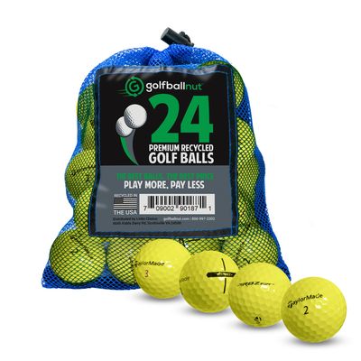 GolfBall Nut Used and Certified Recycled for Taylormade Mix Mint 5A Quality Yellow 24 Golf Balls Mesh Bag Included