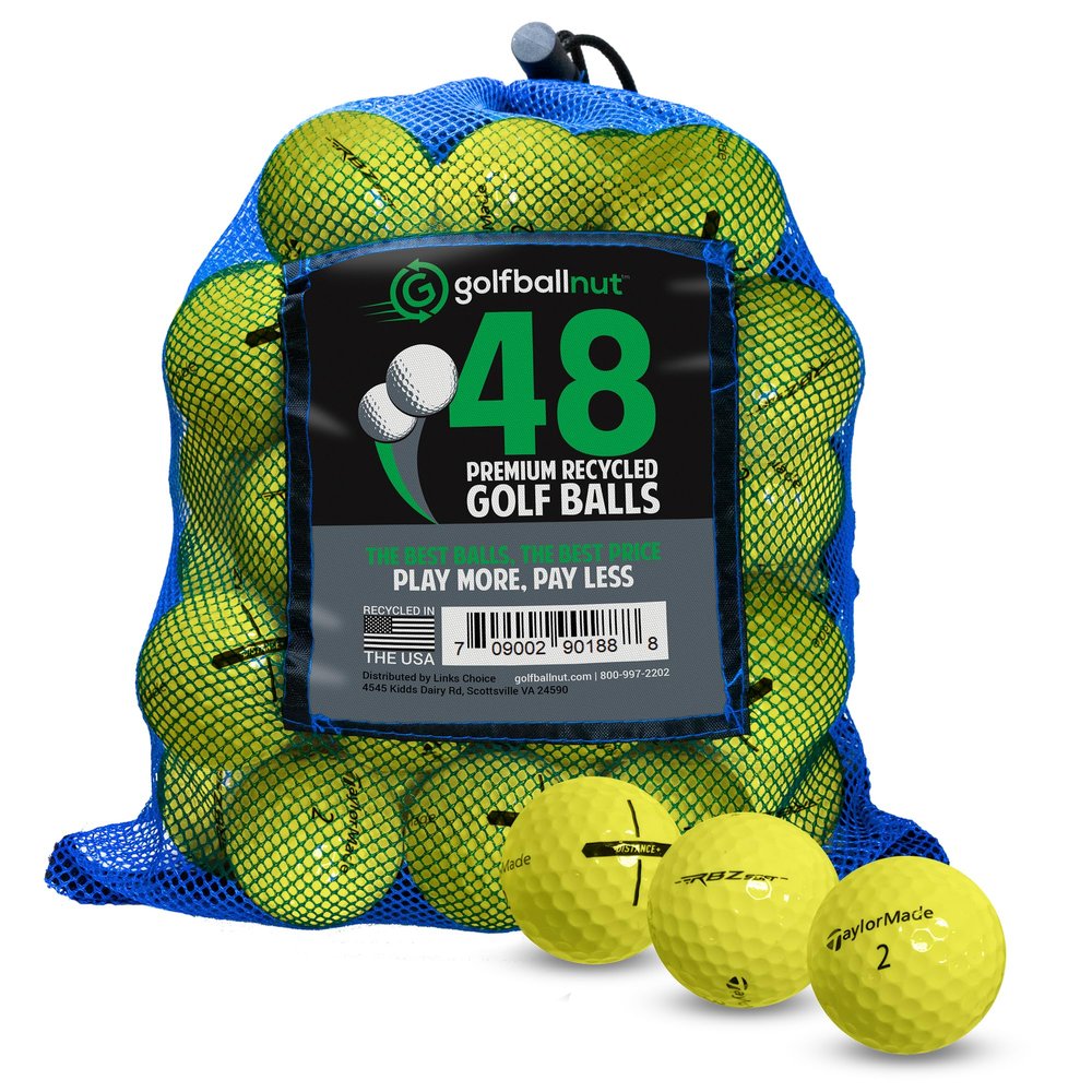 GolfBall Nut Used and Certified Recycled for Taylormade Mix Mint 5A Quality Yellow 48 Golf Balls Mesh Bag Included