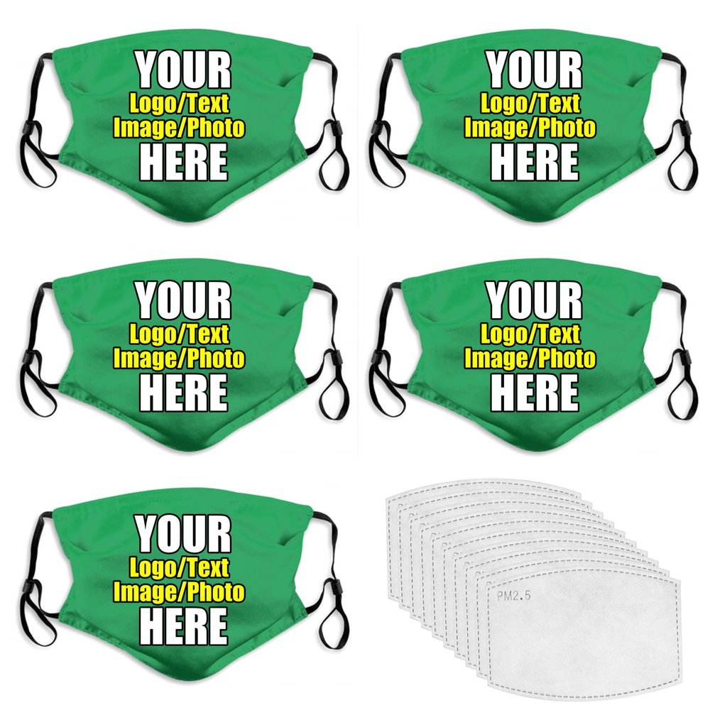 JCETUNO 5 PCS Custom Face Mask Custom Unisex Face Cover Neck Gaiter Face Bandanas With Your Logo Image For Sports,Outdoor And Travel