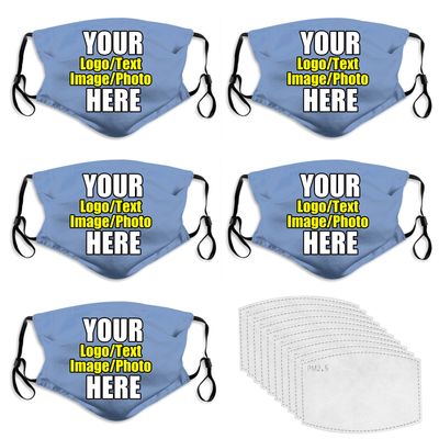 JCETUNO 5 PCS Custom Funny Face Masks Personalized Design Breathable Mouth Mask Balaclava Reusable Face Cover For Unisex Women Men Kids Adults