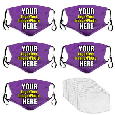 JCETUNO 5 PCS Custom Funny Face Masks Personalized Design Breathable Mouth Mask Balaclava Reusable Face Cover For Unisex Women Men Kids Adults