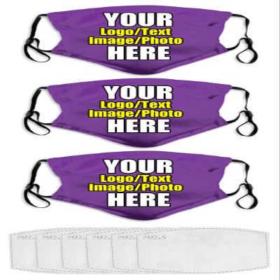JCETUNO 3 PCS Custom Funny Face Masks Personalized Design Breathable Mouth Mask Balaclava Reusable Face Cover For Unisex Women Men Kids Adults