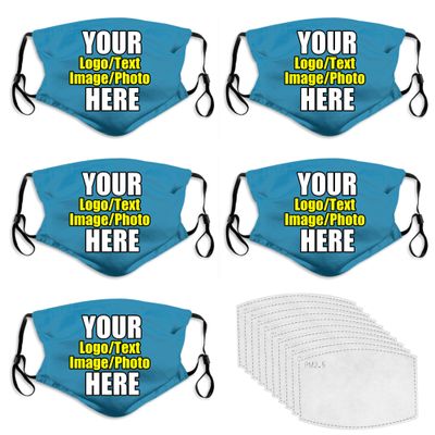 JCETUNO 5 PCS Custom Face Mask Custom Unisex Face Cover Neck Gaiter Face Bandanas With Your Logo Image For Sports,Outdoor And Travel