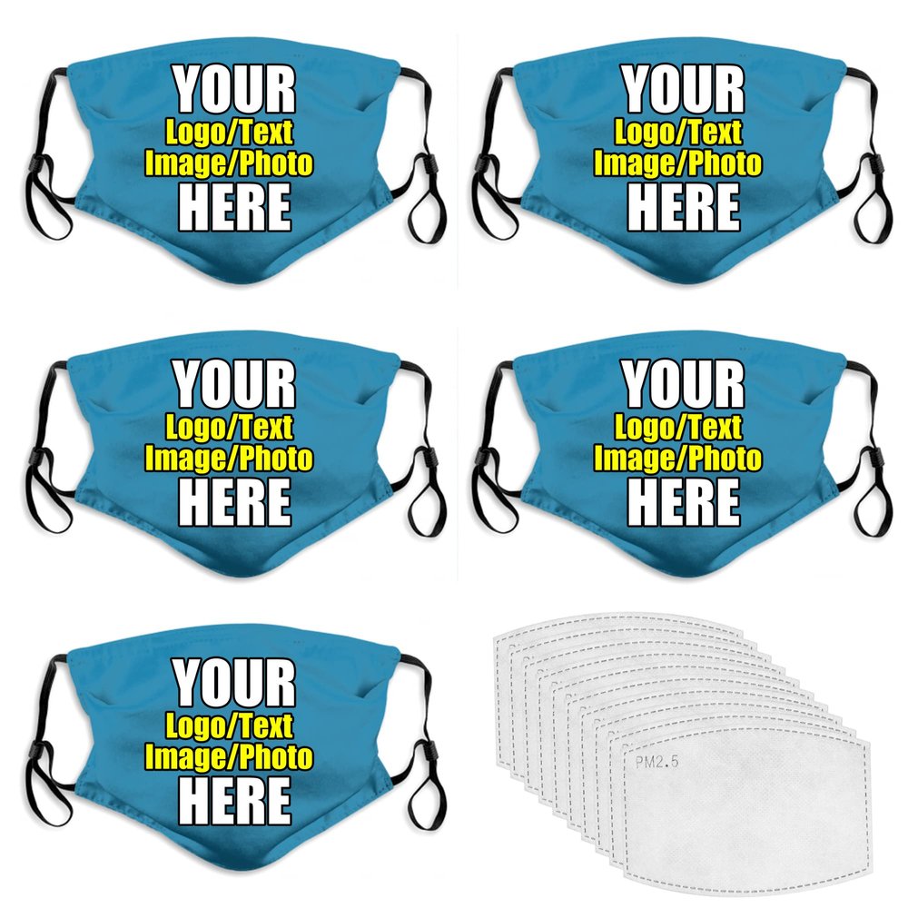 JCETUNO 5 PCS Custom Face Mask Custom Unisex Face Cover Neck Gaiter Face Bandanas With Your Logo Image For Sports,Outdoor And Travel