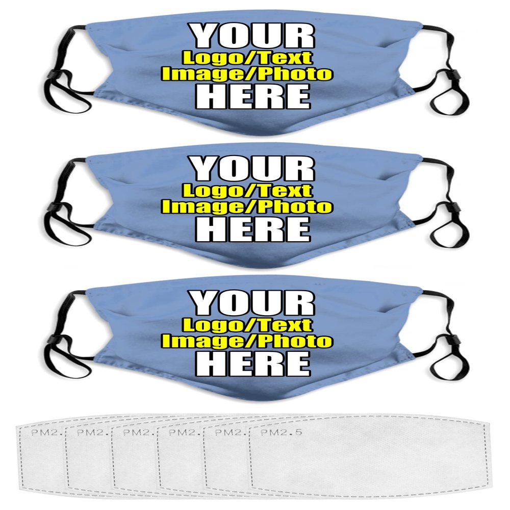 JCETUNO 3 PCS Custom Funny Face Masks Personalized Design Breathable Mouth Mask Balaclava Reusable Face Cover For Unisex Women Men Kids Adults