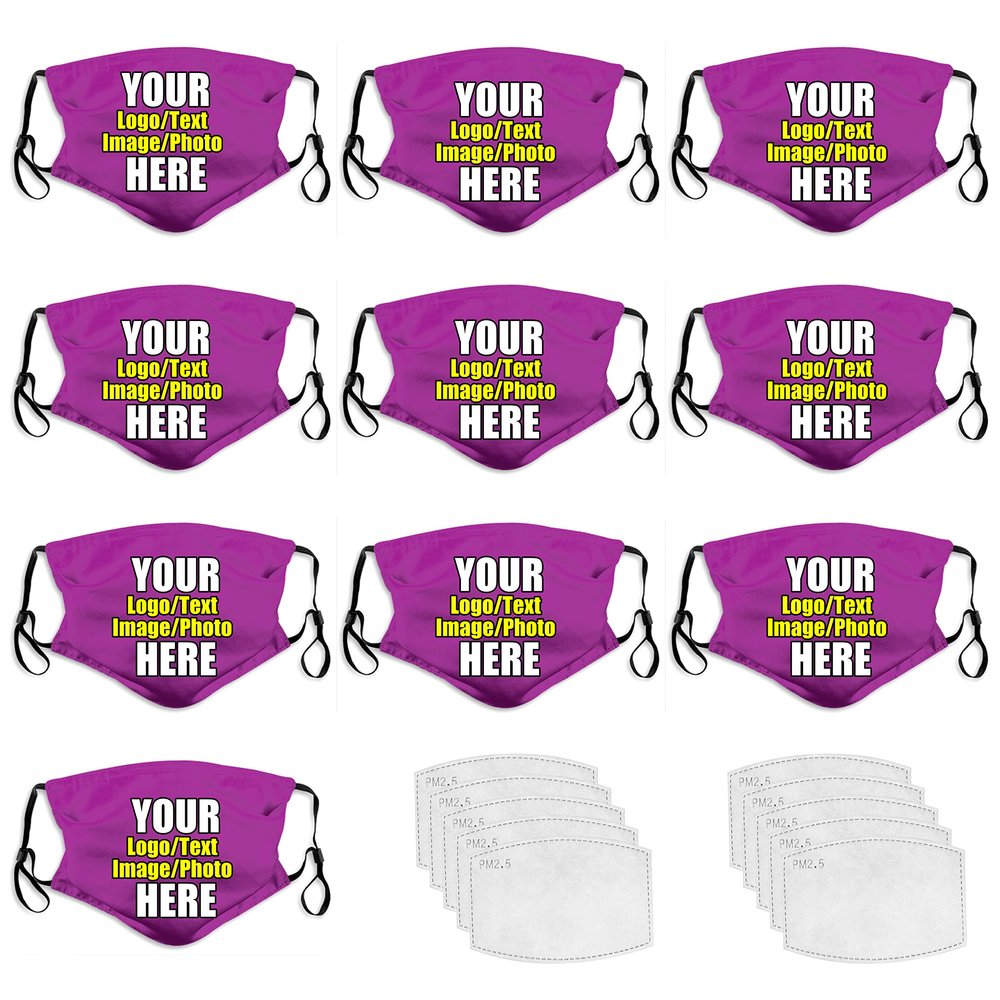 10 PCS Custom Face Masks Personalized Design Breathable Mouth Mask Balaclava Filter Reusable Face Cover For Unisex Men Women Kids
