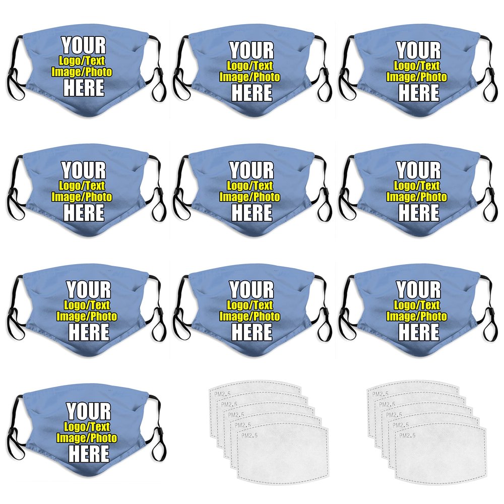 10 PCS Custom Funny Face Masks Personalized Design Breathable Mouth Mask Balaclava Reusable Face Cover For Unisex Women Men Kids Adults