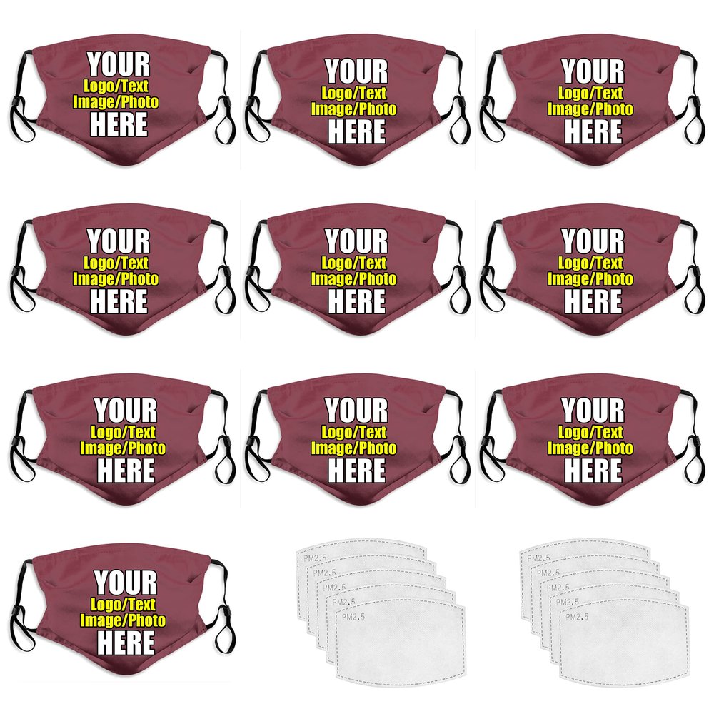 10 PCS Custom Face Mask Custom Unisex Face Cover Neck Gaiter Face Bandanas With Your Logo Image For Sports,Outdoor And Travel