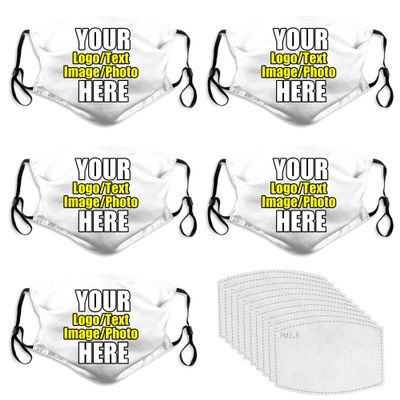 JCETUNO 5 PCS Custom Face Masks Personalized Design Breathable Mouth Mask Balaclava Filter Reusable Face Cover For Unisex Men Women Kids