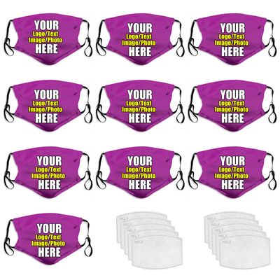 10 PCS Custom Face Masks Personalized Design Breathable Mouth Mask Balaclava Filter Reusable Face Cover For Unisex Men Women Kids