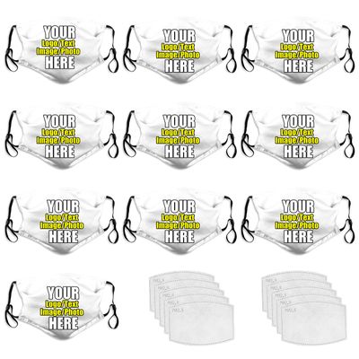 10 PCS Custom Face Masks Personalized Design Breathable Mouth Mask Balaclava Filter Reusable Face Cover For Unisex Men Women Kids