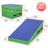 Gymnastics Mat 48X24X14 Incline Tumbling Mats for Home Gym, Folding Exercise Mat with Non-Slip PVC Surface & Handles, Cheese Wedge Mat for Kid Adults Workout, Blue view 2