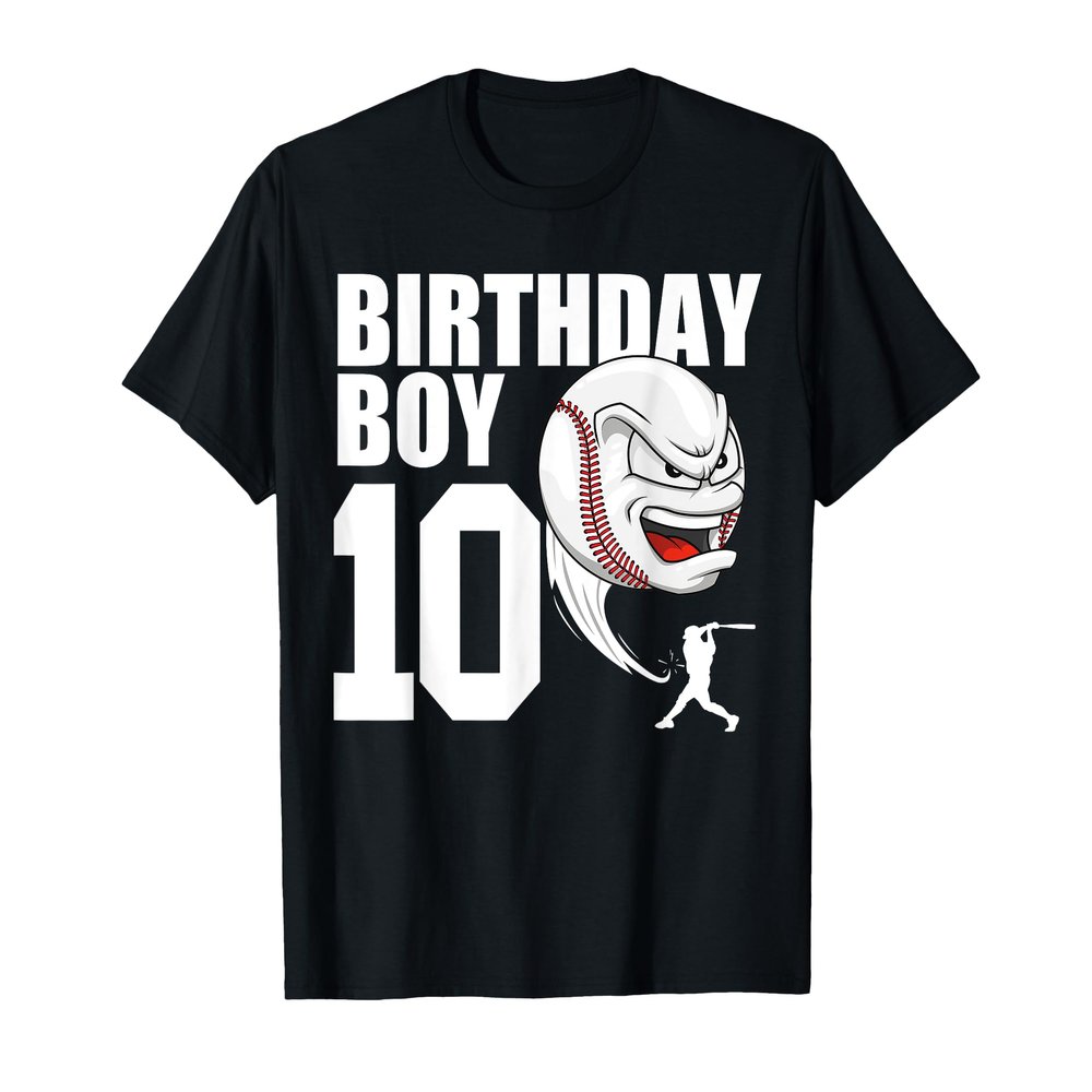 10 Year Old Baseball Birthday Party Theme 10th Gift for Boy T-Shirt
