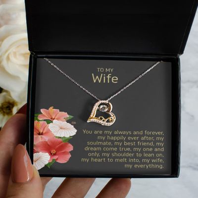 Love Dancing Necklace - to My Wife Message Card Jewelry from Husband for Anniversary Or Valentine's Day, Soulmate, Best Friend, Romantic Love Heart Cr