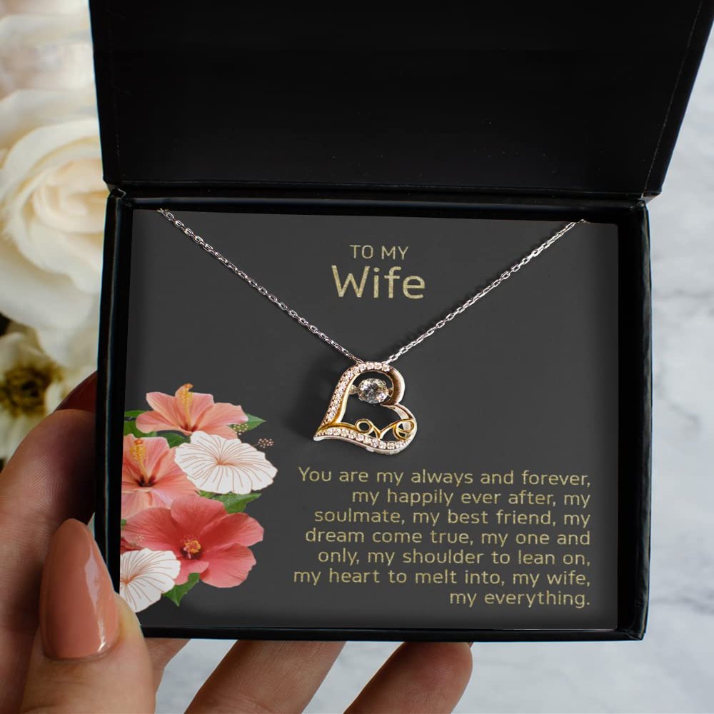 Love Dancing Necklace - to My Wife Message Card Jewelry from Husband for Anniversary Or Valentine's Day, Soulmate, Best Friend, Romantic Love Heart Cr