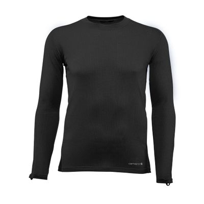 Carhartt Men's Force Lightweight Stretch Grid Base Layer Crewneck Top, Black, X-Large