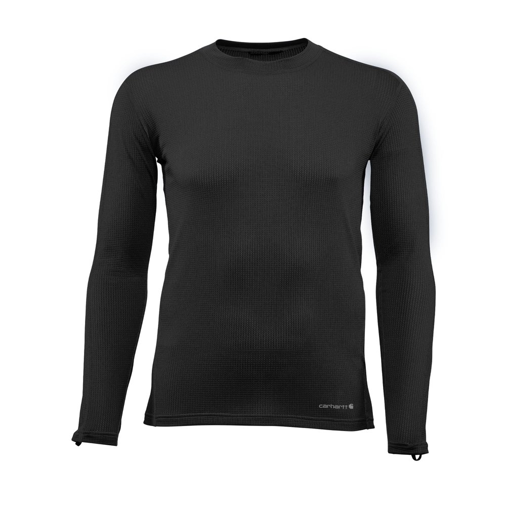 Carhartt Men's Force Lightweight Stretch Grid Base Layer Crewneck Top, Black, X-Large