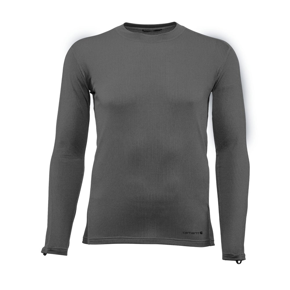 Carhartt Men's Force Lightweight Stretch Grid Base Layer Crewneck Top, Asphalt, Large