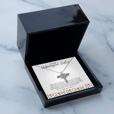 Cross Dancing Necklace Luxury Box - Unbiological Sister Jewelry, Gift for Unbiological Sister, Unbiological Sister Necklace, Unbiological Sister Gift