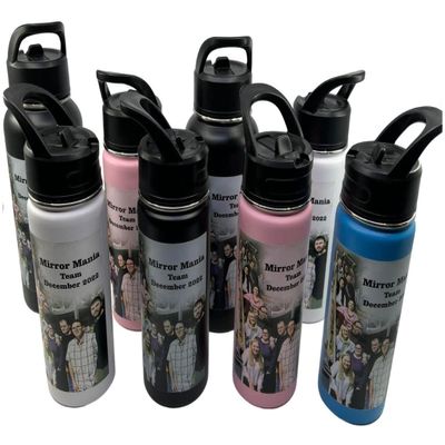 MIRROR MANIA Personalized Insulated Large 32oz Hydro Tumbler Sports Water Bottle W/Lid & Handle Your Picture Photo Directly Durable Printed & Custom Engraved - A Must Have! (White)