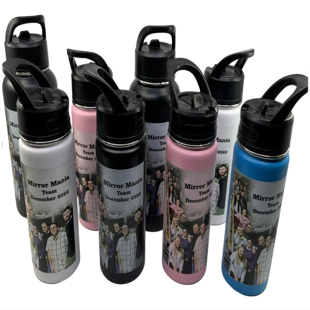 MIRROR MANIA Personalized Insulated Large 32oz Hydro Tumbler Sports Water Bottle W/Lid & Handle Your Picture Photo Directly Durable Printed & Custom Engraved - A Must Have! (White)