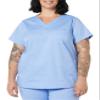 Amazon Essentials Women's Classic Fit V-Neck Short Sleeve Scrub Top (Available in Plus Size), Cornflower Blue, XX-Large view 1