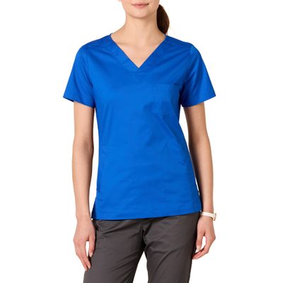 Amazon Essentials Women's Classic Fit V-Neck Short Sleeve Scrub Top (Available in Plus Size), Blue, 3X