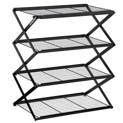 Captain Stag UP-2697 Field Rack Rack, Storage Shelf, 4 Tiers, Move Rack, W 18.1 inches (460 mm), Adjustable Height, Black Framework