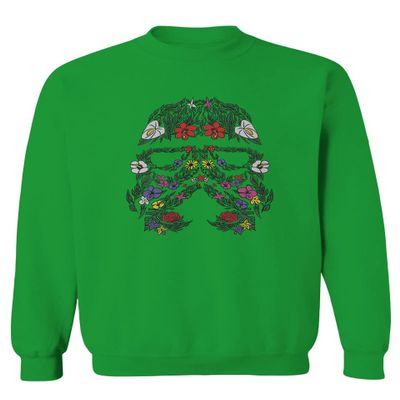 0240. Cool Graphic Floral Tropical Flowers Stormtrooper Streetwear Society Men's Crewneck Sweatshirt (Irish Green Small)