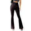 Velvet Bell Bottom Pants for Women Palazzo Lounge Pants Stretchy 70s Disco Party Bell Bottom Trousers Slim Fit High Waist Flare Pants Long Wide Leg Pants Bootcut Casual Yoga Leggings A#Dark Gray S view 1