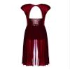 Aislor Women's Lyrical Modern Dance Dress Illusion Sequin V-Neck Sheer Mesh Leotard Dress Dancewear Burgundy Large view 4