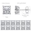 18K White Gold Plated 7.0 mm Princess Cut Clear Cubic Zirconia Stud Earrings Set for Women Men Pack of 6 Pairs view 2