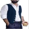 Trasign Mens Vests Dress Formal Vest for Men Navy Blue Men's Suit Vests Casual Beach Wedding Business Tuxedo Wasitcoat Vest L view 1