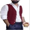 Trasign Men's Suit Vests Linen Burgundy Wedding Tuxedo Vest for Men Casual Mens Vest Waistcoat Sleeveless Jacket Vest XL view 1